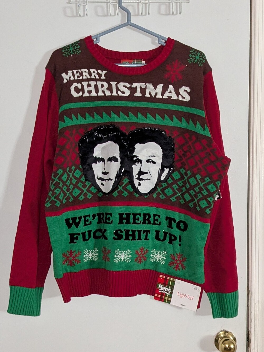 NWT Spencer’s Step Brothers Light-Up Ugly Christmas Sweater 2X